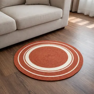 Hand-Braided Jute and Cotton Round Rug, 2 Feet, photo 8